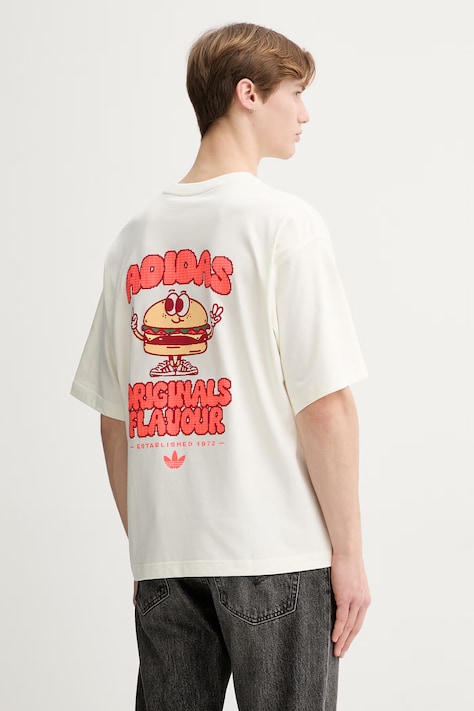 adidas Originals t-shirt bawełniany męski kolor beżowy z nadrukiem KW8010