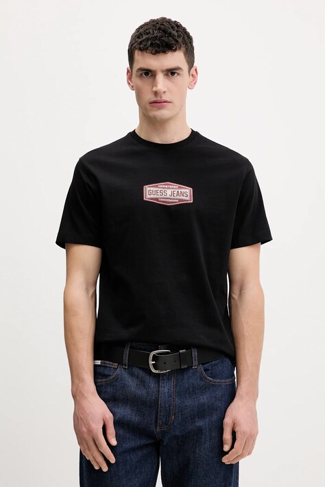 Guess Jeans t-shirt bawełniany męski kolor czarny z nadrukiem M6RI41 K8FQ4