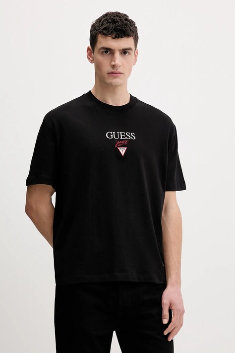 Guess Jeans t-shirt bawełniany męski kolor czarny z nadrukiem M6RI45 K8HM0