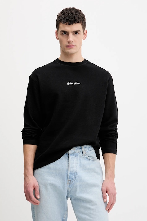 Guess Jeans longsleeve bawełniany kolor czarny gładki M6RP13 KD461