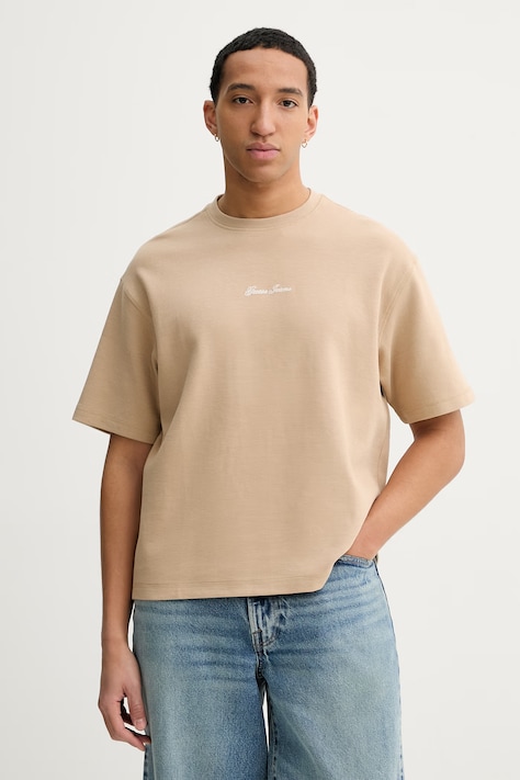 Pamučna majica Guess Jeans boja: bež, bez uzorka, M6RP14 KD461
