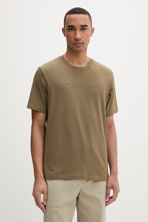 Calvin Klein T-shirt męski bawełniany zielony LV04LF811G