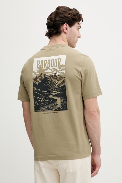 Barbour pánske bavlnené tričko zelená farba MTS1552