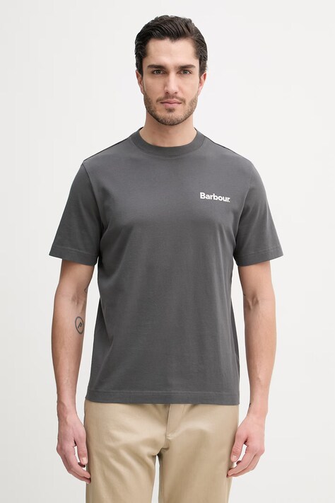 Barbour t-shirt bawełniany męski kolor szary z nadrukiem MTS1566