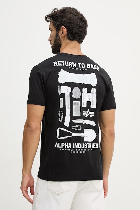 Alpha Industries t-shirt bawełniany Return To Base męski kolor czarny z nadrukiem 266506