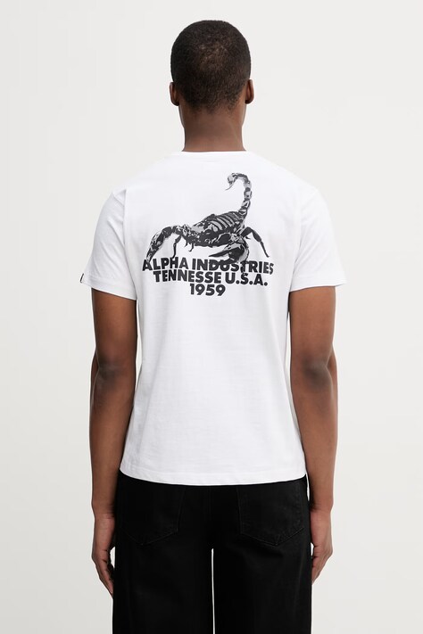 Alpha Industries US Scorpion Backprint t-shirt męski bawełniany biały 266510