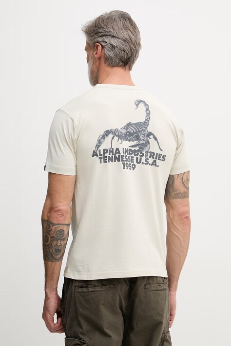 Alpha Industries US Scorpion Backprint t-shirt męski bawełniany beżowy 266510