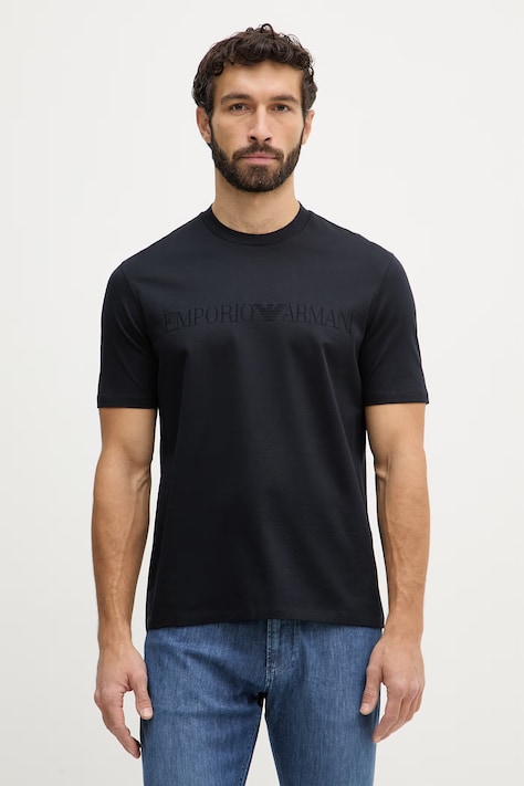 Emporio Armani t-shirt bawełniany męski kolor granatowy gładki EM004593 AF10762