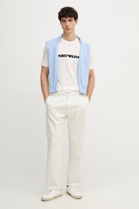 Emporio Armani футболка чоловіча з ліоцелем — SS26-TSM0P7, бежевий — фото 2