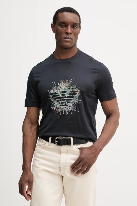 Emporio Armani t-shirt męski kolor granatowy z aplikacją EM005282 AF10017