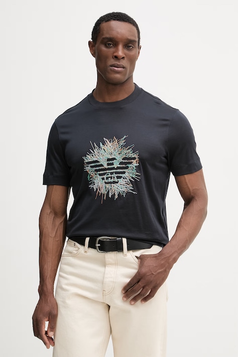 Футболка Emporio Armani колір синій з аплікацією EM005282 AF10017