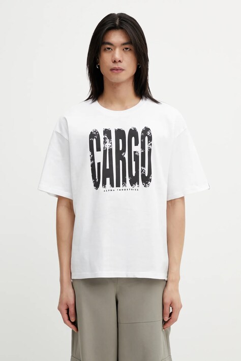 Alpha Industries t-shirt bawełniany Cargo Print męski kolor biały z nadrukiem 266544