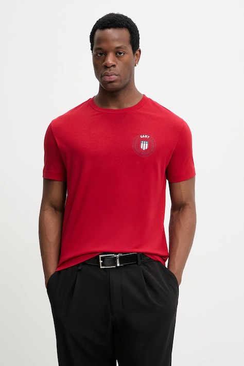 Gant t-shirt bawełniany męski kolor czerwony z nadrukiem 2003391