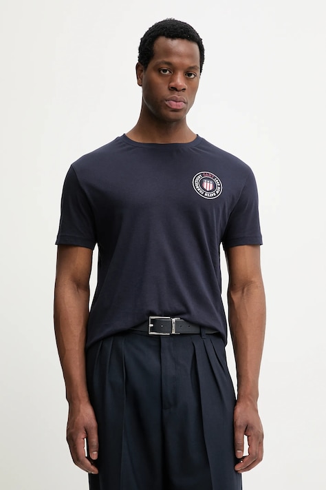 Gant t-shirt bawełniany męski kolor granatowy z nadrukiem 2003391