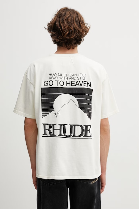 RHUDE tricou din bumbac Moonlight Pack culoarea bej, cu imprimeu, RHPS26TT07012