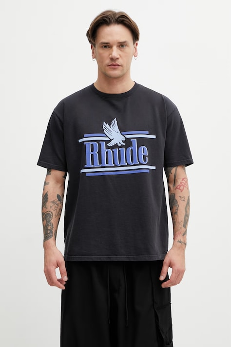 RHUDE Rossa T-shirt męski bawełniany czarny RHSS26TT01012