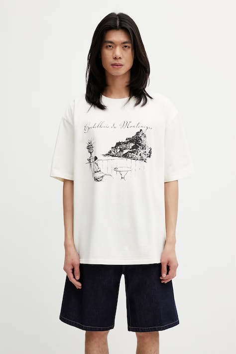 RHUDE Montenegro Morada T-shirt bawełniany męski beżowy RHSS26TT06012