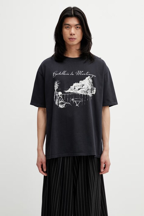 RHUDE Montenegro Morada T-shirt męski bawełniany czarny RHSS26TT06012