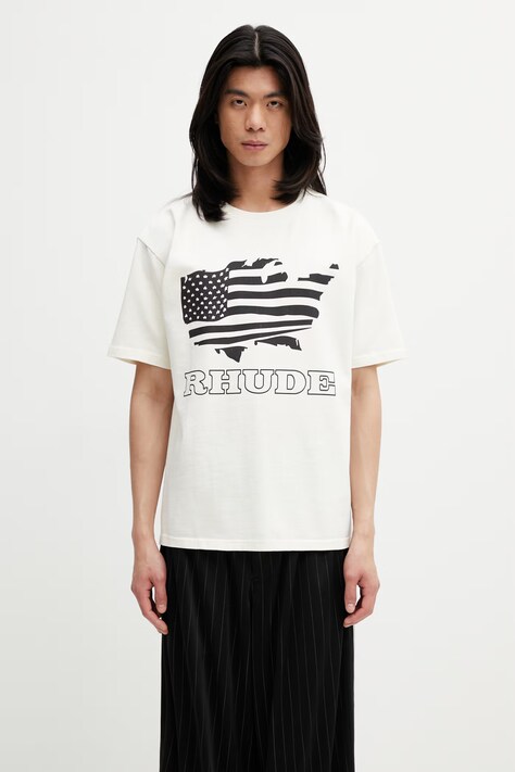 RHUDE Banner Tee T-shirt bawełniany męski beżowy RHSS26TT08012