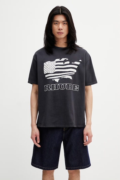 RHUDE Banner Tee T-shirt bawełniany męski czarny RHSS26TT08012