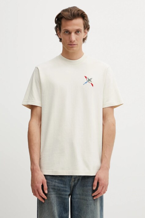 Axel Arigato t-shirt bawełniany Micro Bee Bird T-Shirt męski kolor beżowy gładki A3464001