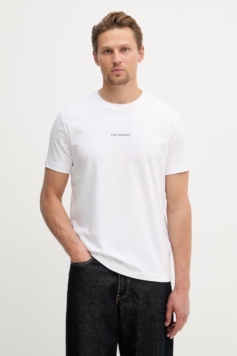 Trussardi t-shirt męski bawełniany biały G0428000094N