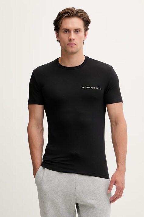 Emporio Armani Underwear T-shirt basic męski z wiskozą 2-pack czarny EM001849 AF18893