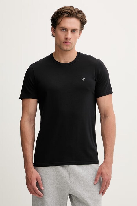 Emporio Armani Underwear T-shirt basic męski bawełniany z elastanem 2-pack czarny EM000391