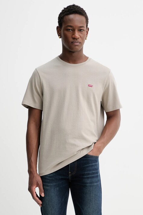 Levi's t-shirt bawełniany SS ORIGINAL HM TEE męski kolor beżowy gładki 56605-0301