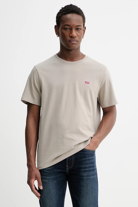 Levi's t-shirt bawełniany SS ORIGINAL HM TEE męski kolor beżowy gładki 56605-0301