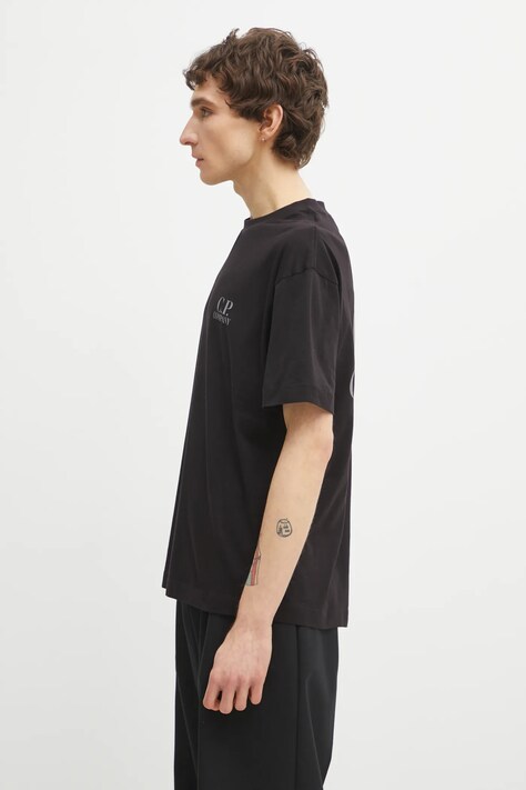 C.P. Company t-shirt bawełniany męski kolor czarny z nadrukiem 20CMTS086A005100W