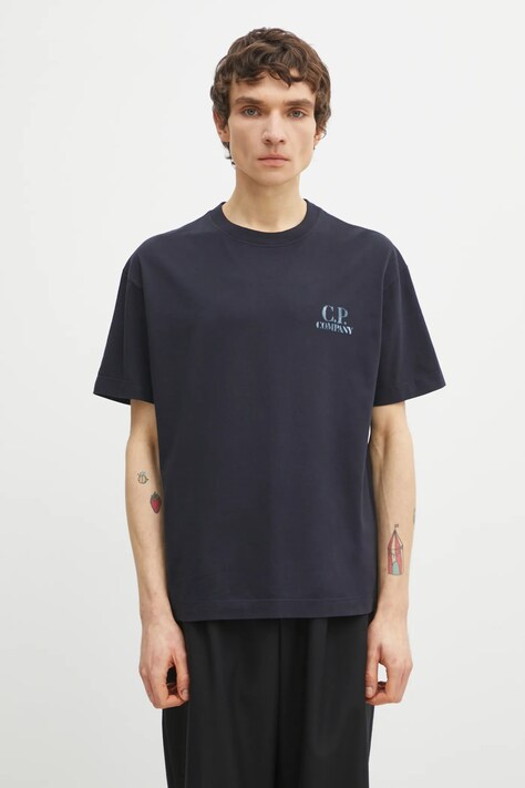 Βαμβακερό μπλουζάκι C.P. Company ανδρικό, χρώμα: ναυτικό μπλε, 20CMTS143A110579W