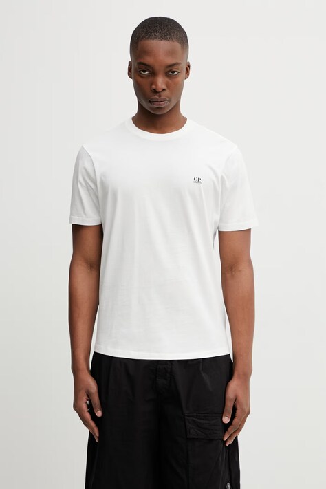 C.P. Company t-shirt bawełniany męski kolor biały z nadrukiem RCCMTS725A005100W