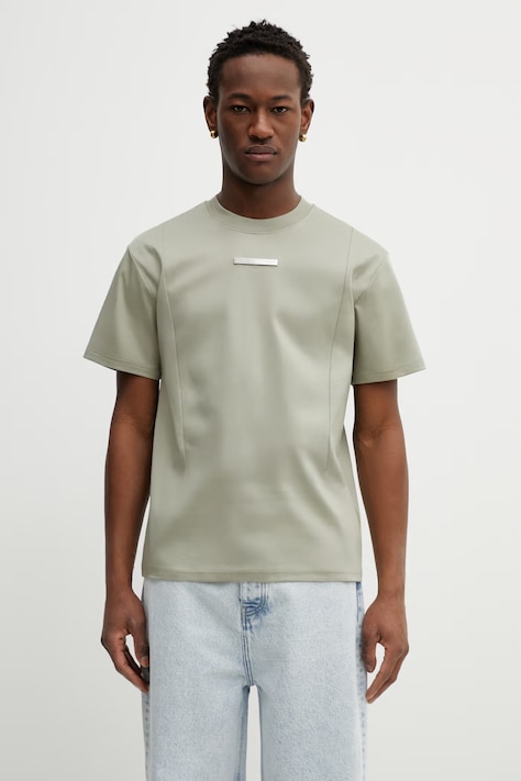 Heliot Emil t-shirt bawełniany męski kolor zielony z aplikacją SS26PRE_M_09_139_LDG23