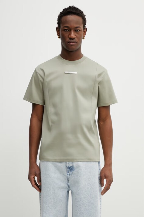 Heliot Emil t-shirt bawełniany męski kolor zielony z aplikacją SS26PRE_M_09_139_LDG23