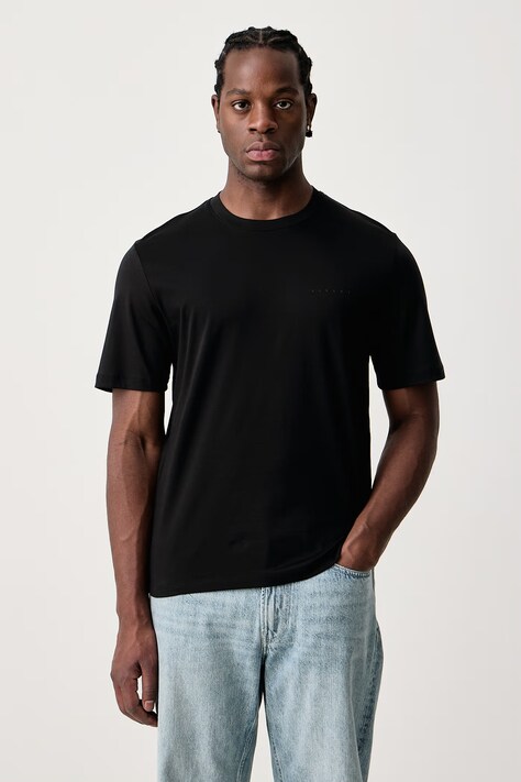 Sisley T-shirt męski bawełniany czarny 3H6TS104S