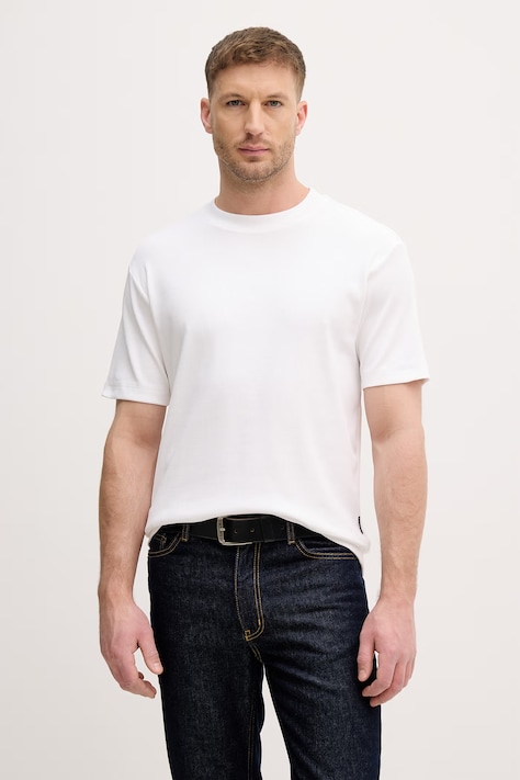 Sisley t-shirt męski bawełniany biały 3WIZS104Z