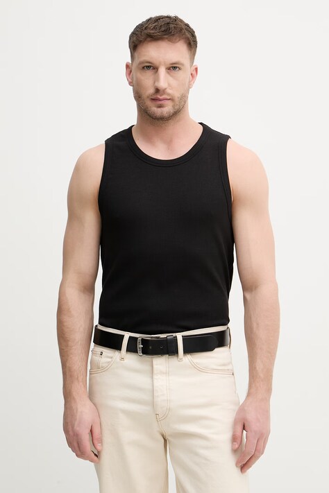 Sisley top męski z bawełną czarny 3WIZSH002