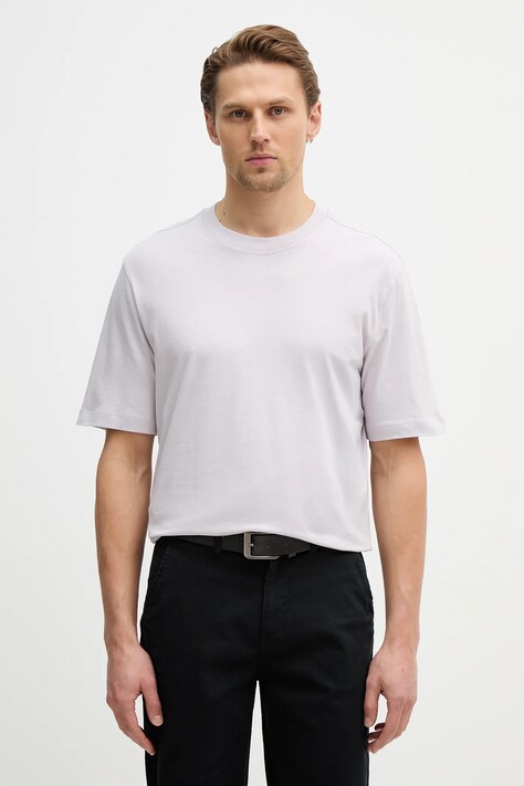 Sisley t-shirt bawełniany męski kolor fioletowy gładki 3XDTS104R