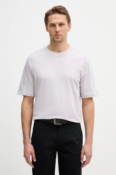 Sisley t-shirt bawełniany męski kolor fioletowy gładki 3XDTS104R