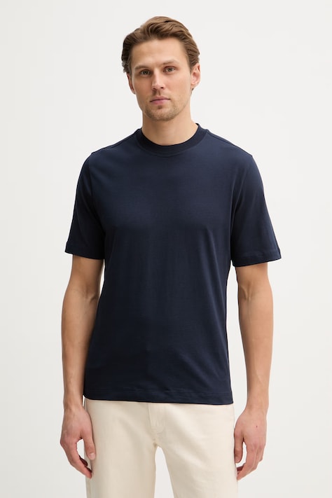 Sisley t-shirt bawełniany męski kolor granatowy gładki 3XDTS104R