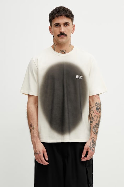 MM6 Maison Margiela T-shirt męski bawełniany beżowy SH0GC0064.M20177