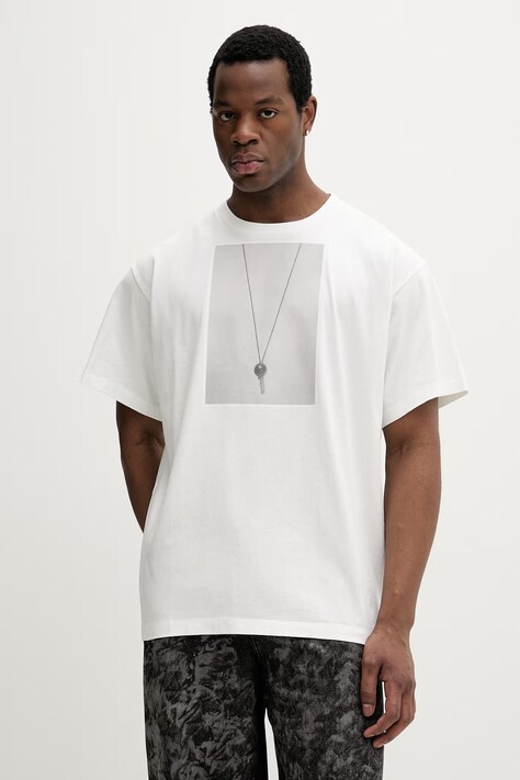 MM6 Maison Margiela pamut póló fehér, nyomott mintás, SH0GC0068.M20050