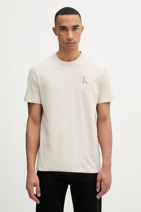 Calvin Klein Jeans t-shirt męski bawełniany 2-pack beżowy LV04RF279G