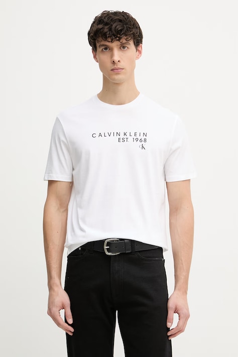 Calvin Klein Jeans t-shirt męski bawełniany biały LV04RF800G