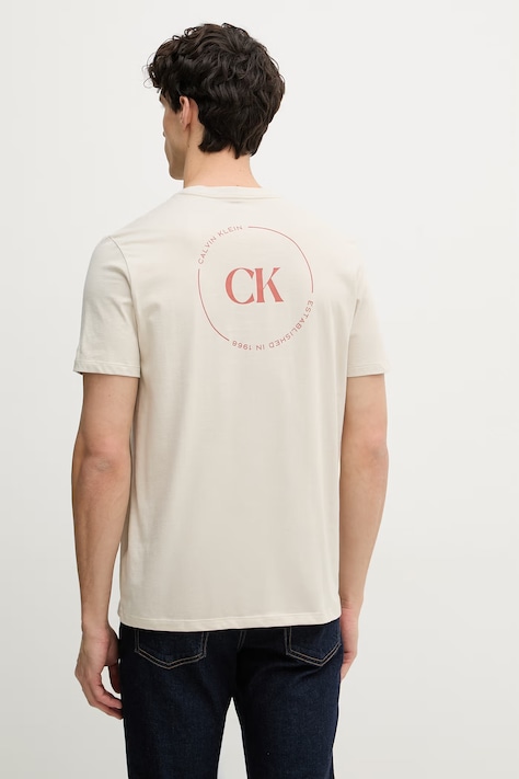 Calvin Klein Jeans t-shirt męski bawełniany beżowy LV04RF801G