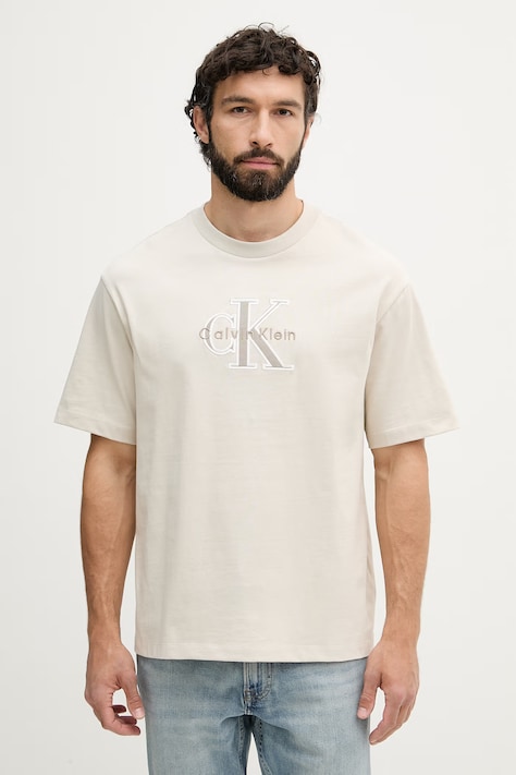 Calvin Klein Jeans tricou pentru bărbați, din bumbac bej LV04RF819G
