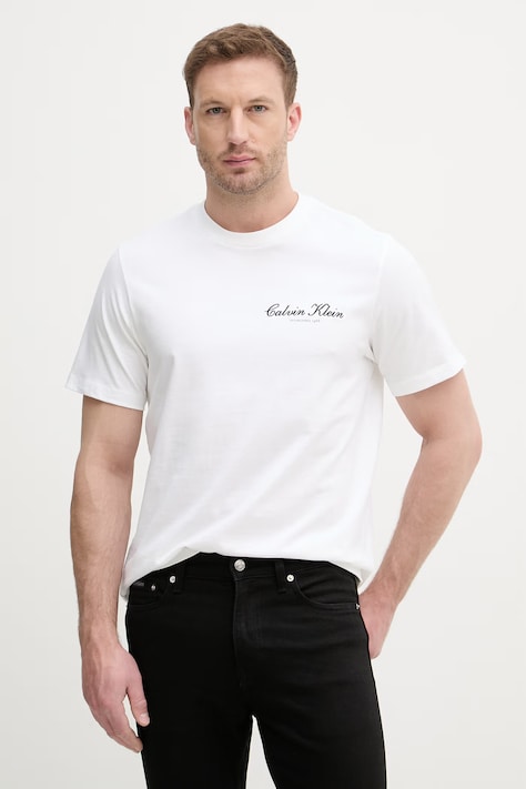 Calvin Klein Jeans T-shirt męski bawełniany beżowy LV04RF822G