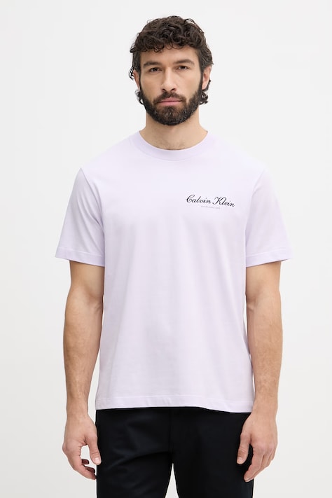 Calvin Klein Jeans T-shirt da uomo in cotone violetta LV04RF822G