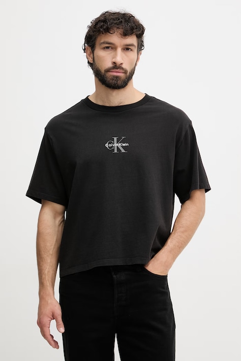 Calvin Klein Jeans kratka majica moška bombažna črna LV04RC249G